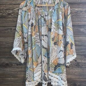 Jodifl Floral Print Lace Kimono